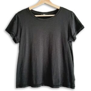 PAIGE Cotton Modal Crewneck Tee Relaxed Fit Boxy Short Sleeve Top Black Sz S